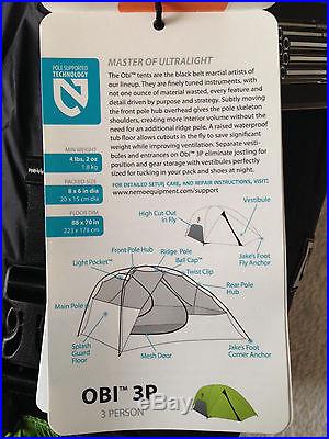 NEMO Obi 3P Ultralight Backpacking Tent 3 Person NEW W/ FOOTPRINT No Reserve