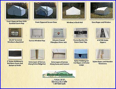 NEW 14x16x5 Outfitter 12oz Canvas Wall Tent Hunting Camping Glamping