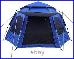 Navy Instant Camping Tent 4/5/6 People Automatic Hexagon Dome Pop-up Windproo