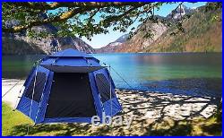 Navy Instant Camping Tent 4/5/6 People Automatic Hexagon Dome Pop-up Windproo