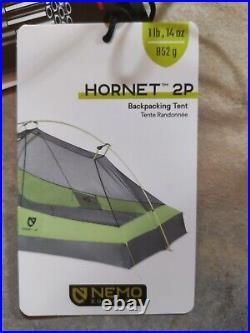 Nemo Hornet Ultralight Backpacking 2 Person Tent + Footprint Green NEW