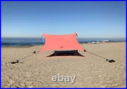 Neso Grande Beach Tent with Sand Anchors, Portable Sun Shelter (Coral)