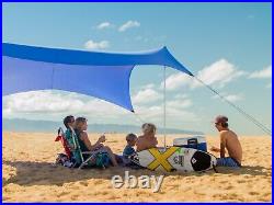 Neso Grande Beach Tent with Sand Anchors, Portable Sun Shelter (Periwinkle Blue)
