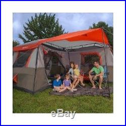 New Large Family Tent GREEN TRIM 12 Person 3 Room Cabin Shelter Camping Hunting