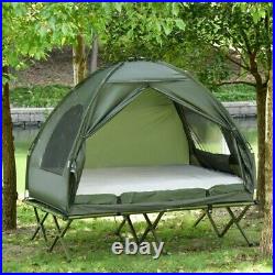 New OUTSUNNY 2 Person Foldable Camping Cot, Tent, Air Mattress, Cover, Pump & Bag