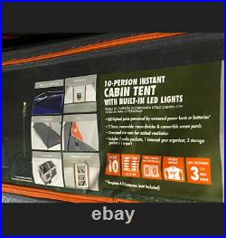 New Ozark Trail 10 Person Instant Cabin Tent With Built-in Led Lights