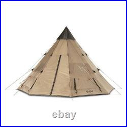 New Weatherproof Guide Gear 14' x 14' Teepee Tent For 6 People, Brown