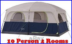 OZARK 10-PERSON 2 ROOM CABIN TENT WATERPROOF RAINFLY CAMPING Gray/Blue NEW