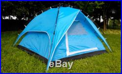 Outdoor Double layer Waterproof 4-Person Family Camping Instant Blue Tent