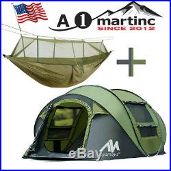 Outdoor Portable Hammock+4 Person Camping Tent Dome Instant Automatic Waterproof