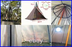 Outdoor Portable Waterproof Camping Pentagonal Teepee Tipi Tent With Stove Hole