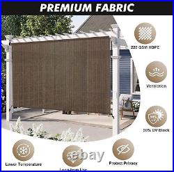 Outdoor Roller Shade 8' W x 6' H Fabric Blind Mocha Cordless Roll Up Shade