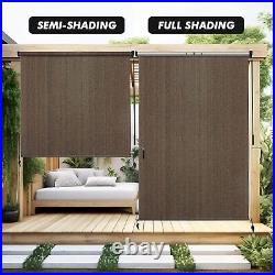 Outdoor Roller Shade 8' W x 6' H Fabric Blind Mocha Cordless Roll Up Shade