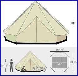 Outsunny 10-Person Yurt Tent Glamping Bell Tent with Spacious Interior, Breathab