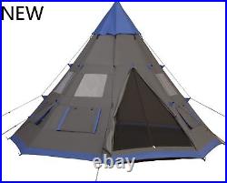 Outsunny 12Ft Camping Tent 6-7 Person 4 Season with 8 Mesh Windows, GOOD