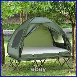 Outsunny 2 Person Foldable Camping Cot with Tent, Bedspread, NEW