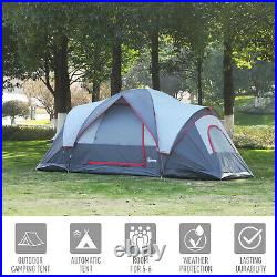 Outsunny Outdoor 3-Room Camping Tent For 5-6 Fiberglass, Steel Frame With Bag