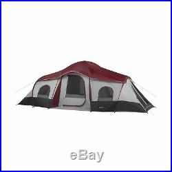 Ozark Trail 10-Person 3-Room Cabin Tent with 2 Side Entrances Red