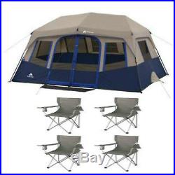 Ozark Trail 10 Person Instant Cabin Tent & 4 Bonus Folding Chairs for Camping