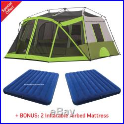 Ozark Trail 10 Person Instant Cabin Tent Family 2 Room Camping Outdoor Hiking