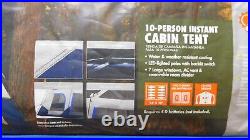Ozark Trail 10-Person Instant Cabin Tent, LED Lighted Poles, 7 Windows, 168x120x78