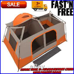 Ozark Trail 11-Person Instant Cabin with Private Room, Family Camping Tent, Hiking