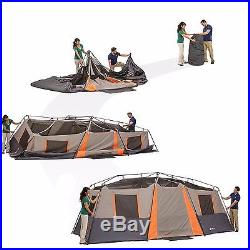 Ozark Trail 12 Person 3 Room Camping Instant Cabin Tent 3 Queen Sized Airbed New