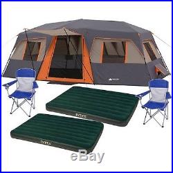 Ozark Trail 12 Person 3 Room Instant Cabin Tent with 2 Airbeds. Free Shipping