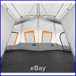 Ozark Trail 12-Person 3-Room Instant Cabin Tent with Screen Room Camping Orange