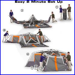 Ozark Trail 12-Person 3-Room Instant Cabin Tent with Screen Room Camping Orange