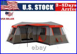 Ozark Trail 16x16 Instant Cabin 3 Room, L-Shaped Camping Tent Sleeps 12 NEW
