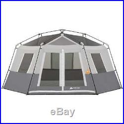 Ozark Trail 8-Person Instant Hexagon Cabin Family Large Tent Camping Gray 4-Seas
