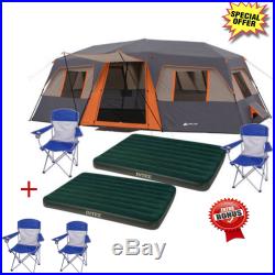 Ozark Trail Tent 12 Person 3 Room Instant Cabin Camping Outdoor Family Six BONUS