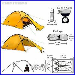 Portable 2 Person 4 Season Tent Waterproof Backpacking Tent Double Yellow