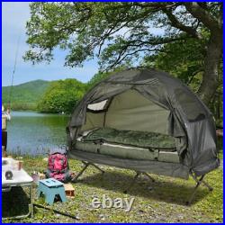 Portable Camping Cot Tent with Comfortable Air Mattress, Sleeping Bag, and Pillow