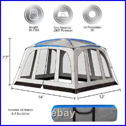 Portable Rest Instant Camping Tent 14 x 12/10 Person Steel Frame Outdoor Gray