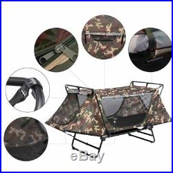 Portable Single Camping Tent Cot Folding Waterproof Hiking Bed Rain Fly Bag Camo