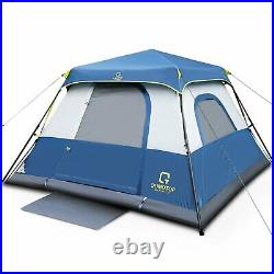 QT 6 Person 60 Seconds Set Up Camping Tent, Waterproof Pop Up Tent with Top Rain