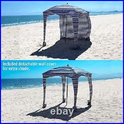 Qipi Beach Cabana-6'x6' Beach Shelter, UPF 50+, Sun Umbrella, Sailor Stripes