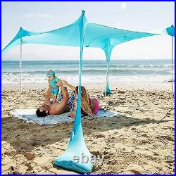 SUN NINJA Pop Up Beach Tent Sun Shelter UPF50+, Ground Pegs and Stability Poles