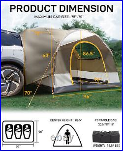 SUV Camping Tent Detachable Car Tent with Double Doors Waterproof PU2000mm