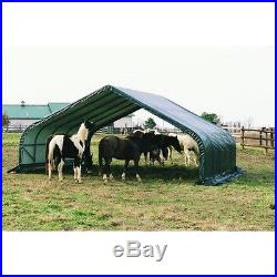 Shelterlogic 58432 22X20X10 Peak Style Run In/Hay Storage Shelter, Green Cover