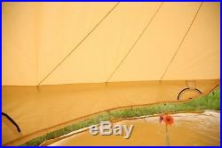 Single Door 6M Large Cotton Canvas Bell Tent Glamping British Yurt Camping Tent