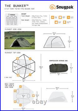 Snugpak The Bunker Light 3 Person Waterproof Tent Tactical Camp Shelter