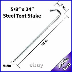 Steel Stakes Bounce House Tent Canopy J Hook Anchor Pegs Heavy Duty Multi Pack