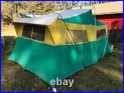 Super Vintage SEARS Ted Williams 10 Person CANVAS CABIN TENT with Case Nice