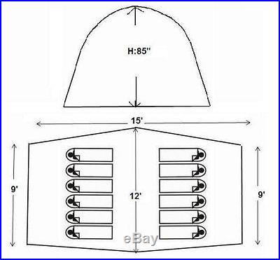 Tahoe Gear Coronado 12 Person Dome 3-Season Family Cabin Tent