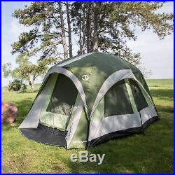 Tahoe Gear Jasper 7 Person Family Cabin Dome Outdoor Camping Tent, Green/White