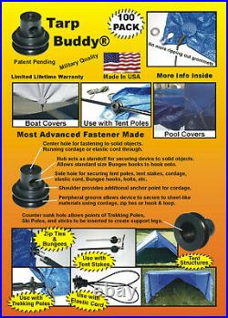Tarp Buddy 100 Pack Made in the USA Pool Boat Car Fire Wood Cover Tent Canvas