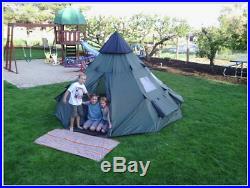 Teepee Tent 6 Person Family Camping Military Hiking Outdoor Survival Green Peak